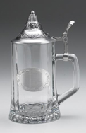 Starbottom glass stein with pewter lid and engravable badge